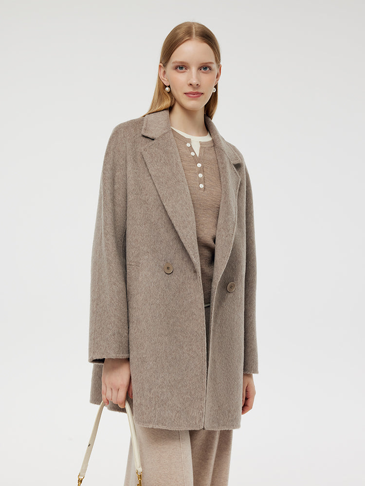 Wool Alpaca Women Mid-Length Coat GOELIA