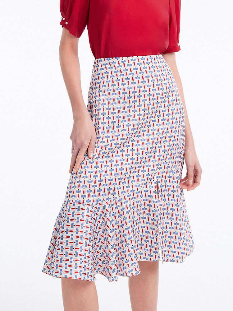 Ruffle Hem Midi Skirt GOELIA