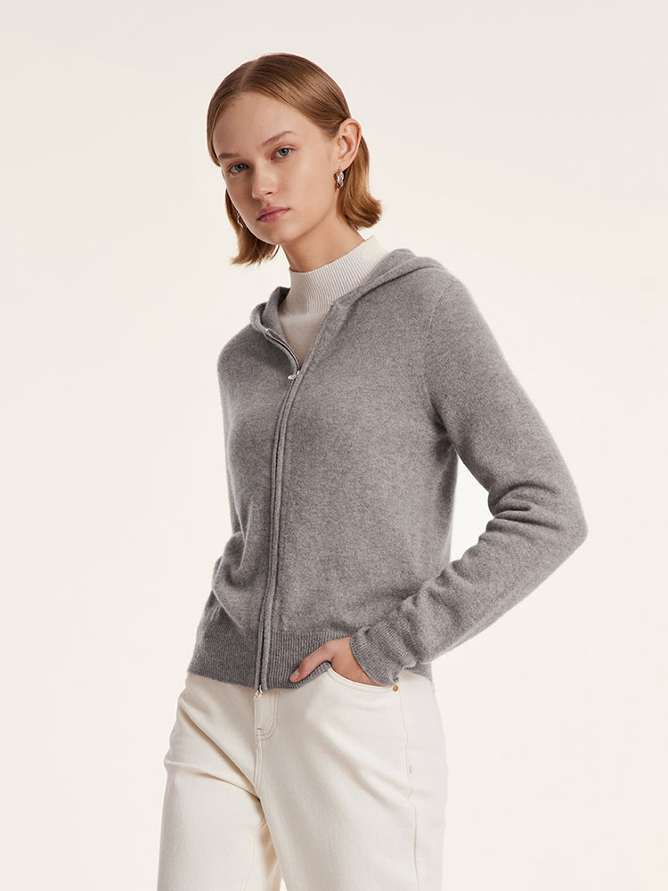 Cashmere Zip-Up Women Hoodie GOELIA