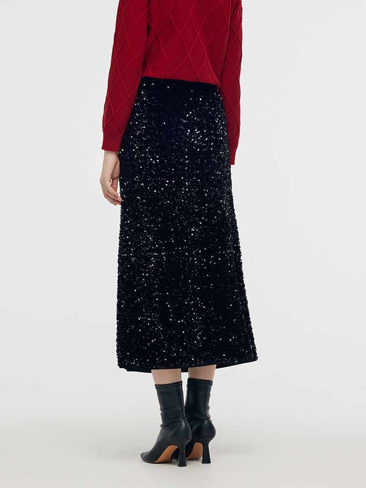 Velvet Sequins Women Mermaid Skirt GOELIA