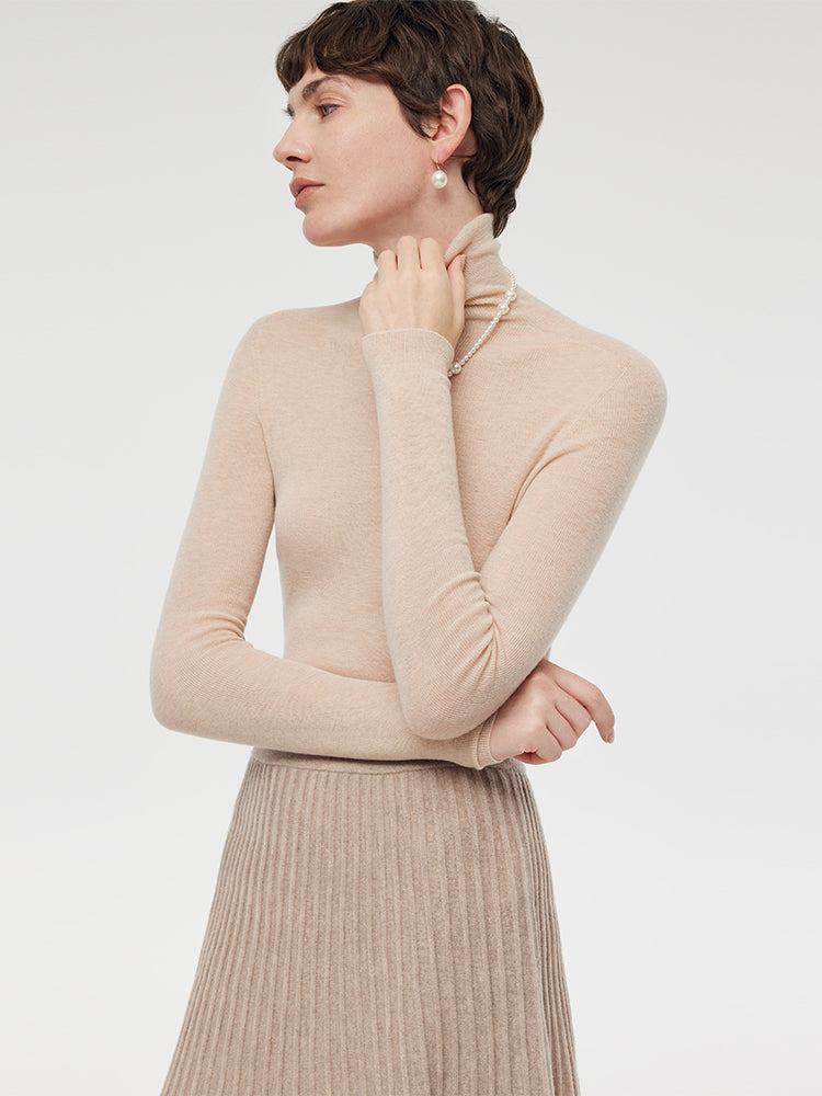 Wool Turtleneck Women Knit Top GOELIA