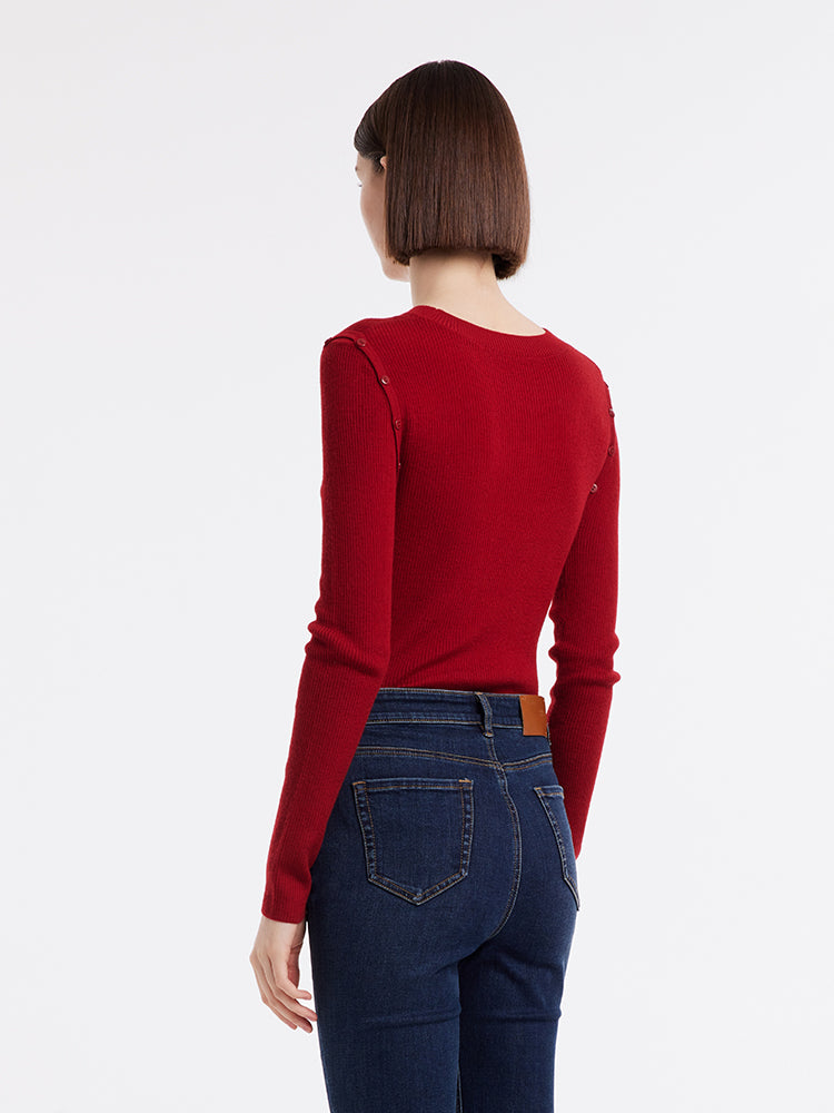 Detachable Sleeve Woolen Round Neck Women Sweater GOELIA