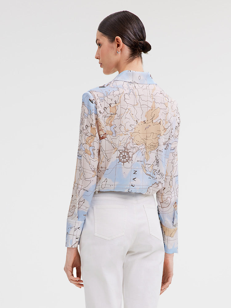 19 Momme Silk Map Printed Shirt GOELIA