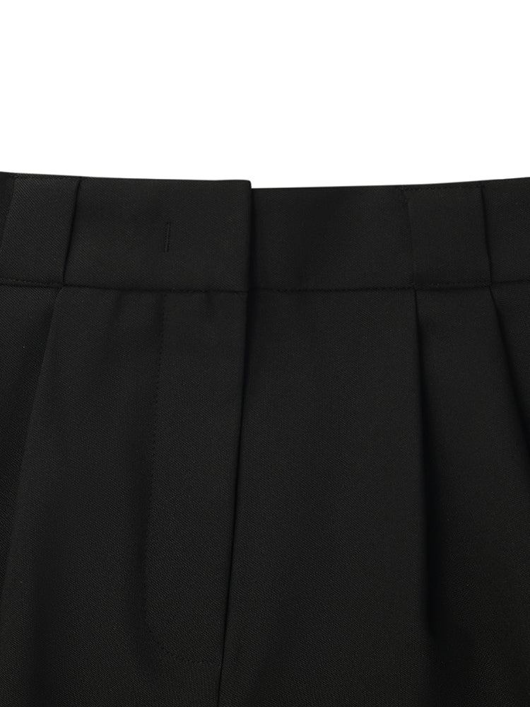 Black Loose A-Line Shorts With Belt – GOELIA