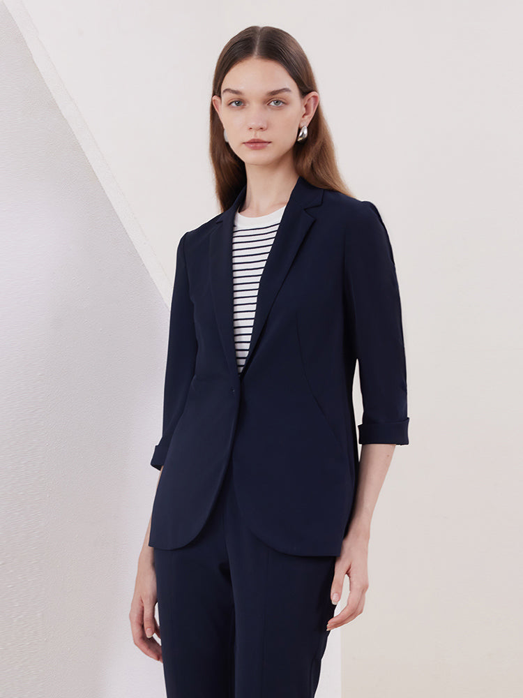 Minimalist Gathered Waist Blazer GOELIA