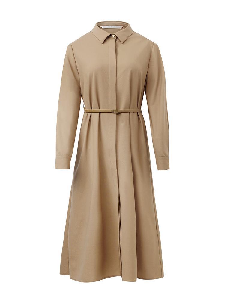 Machine Washable Silk And Woolen Shirt Dress GOELIA