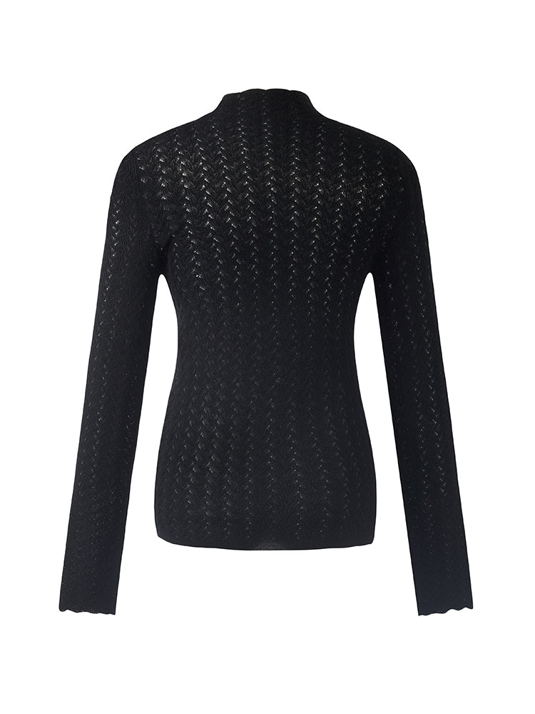 Machine Washable Wool Women Long Sleeve Top GOELIA