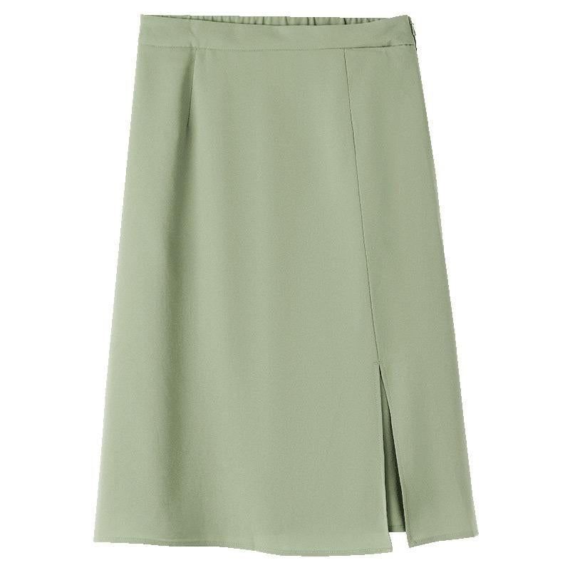 Green Acetate Straight Skirt GOELIA