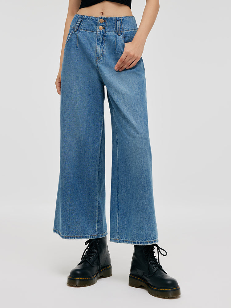 Wide-Leg Loose Women Capri Jeans GOELIA