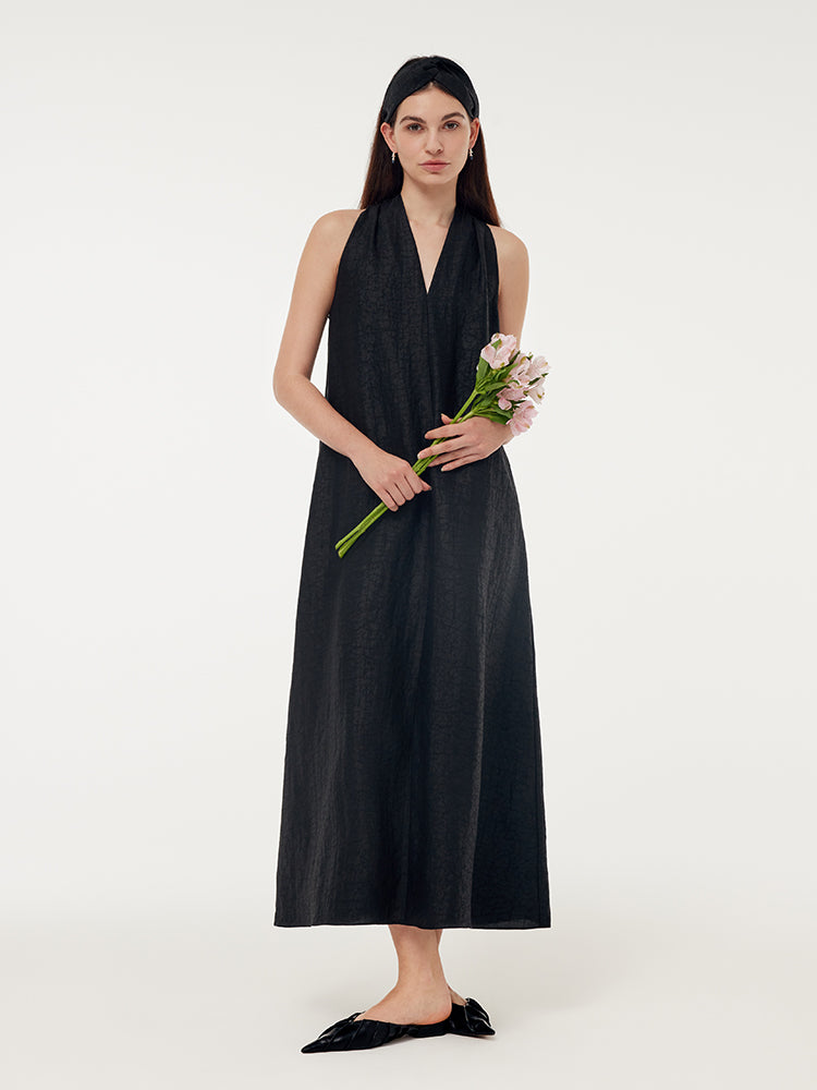 18MM Xiang Yun Silk Halterneck Women Maxi Dress With Hairband GOELIA