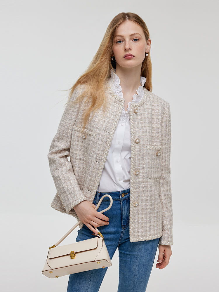 Wool Blend Tweed Single-Breasted Women Jacket GOELIA