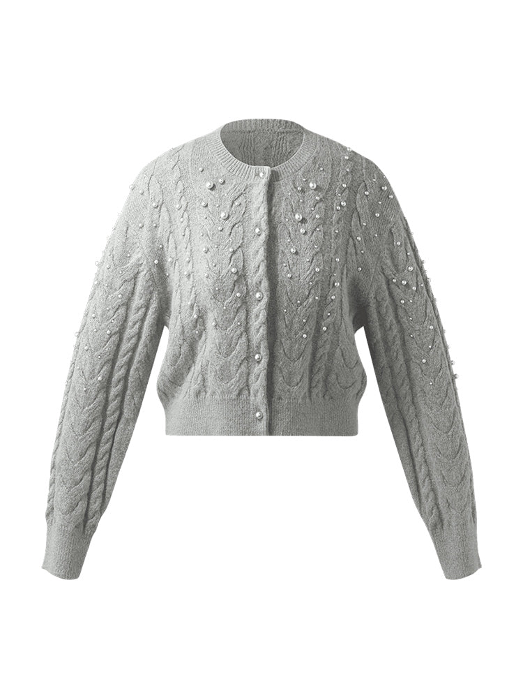 Mohair Blend Pearl Women Cardigan GOELIA