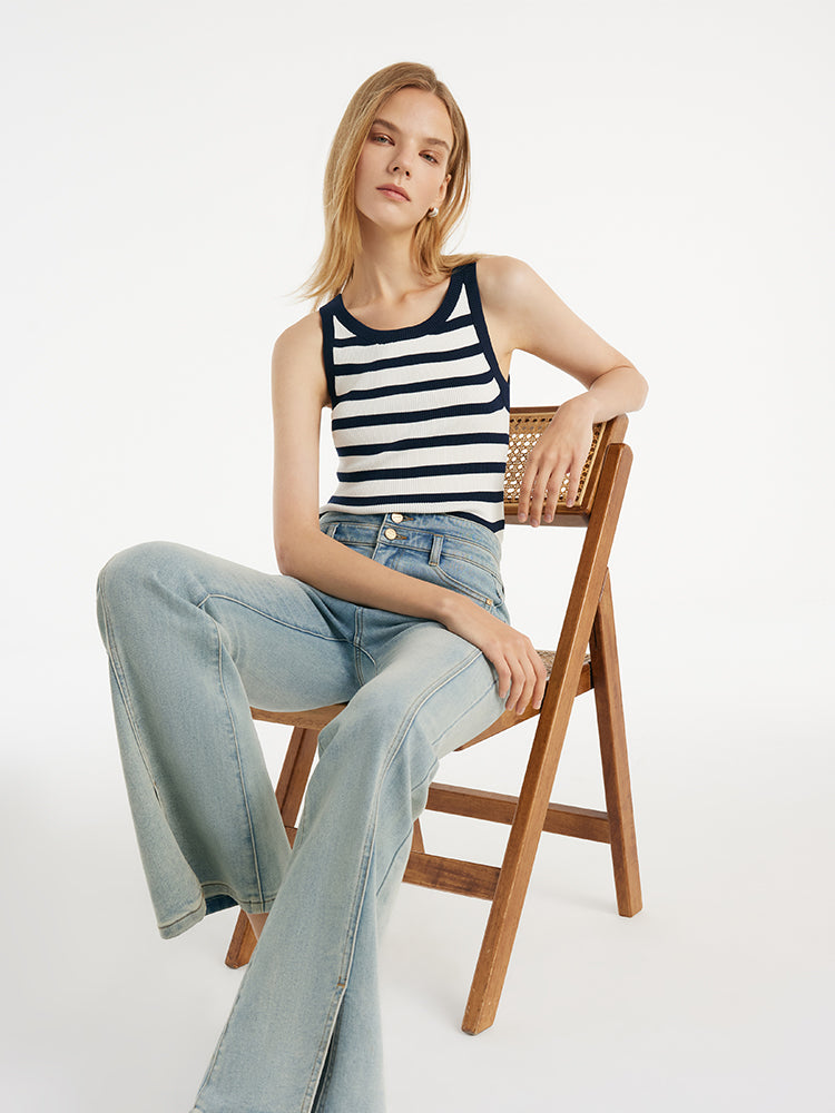 Striped Knitted Women Tank Top GOELIA