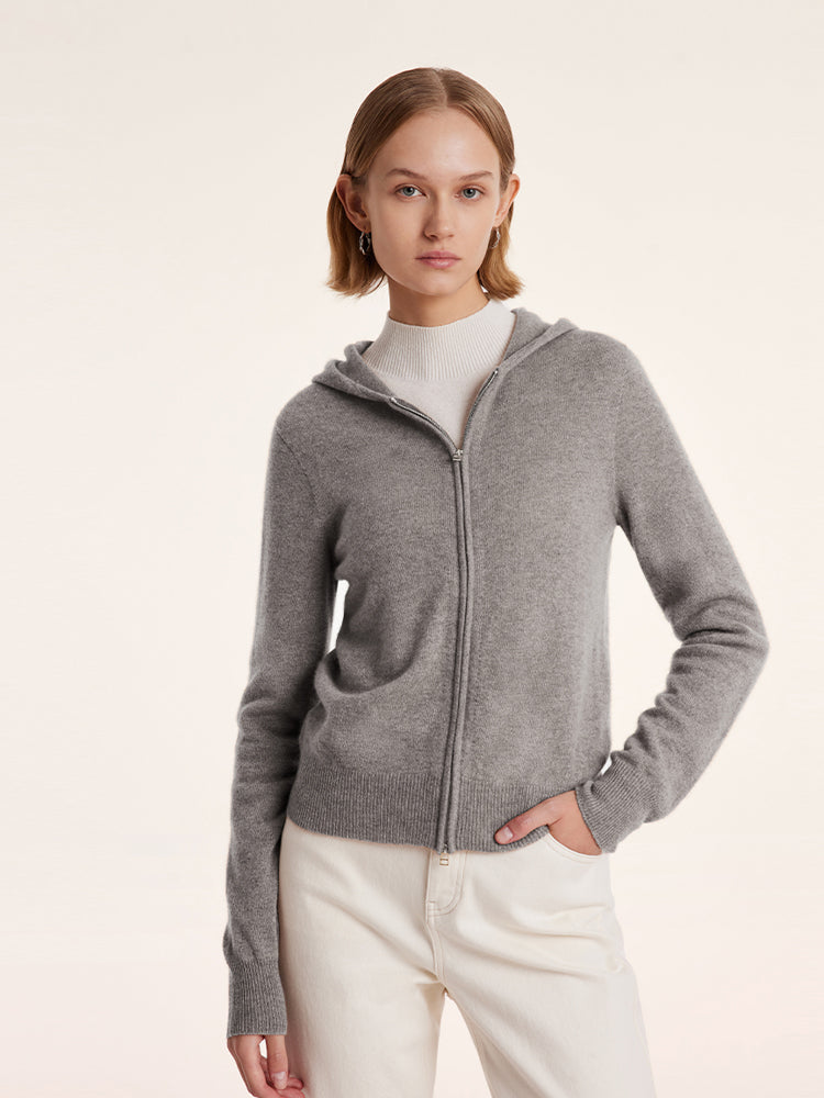 Cashmere Zip-Up Women Hoodie GOELIA