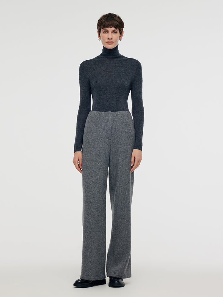 Machine Washable Wool Turtleneck Women Knit Top GOELIA