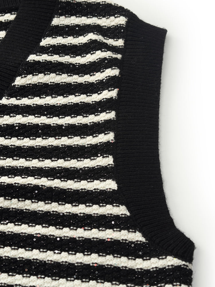 Black And White Stripe Women Sweater GOELIA