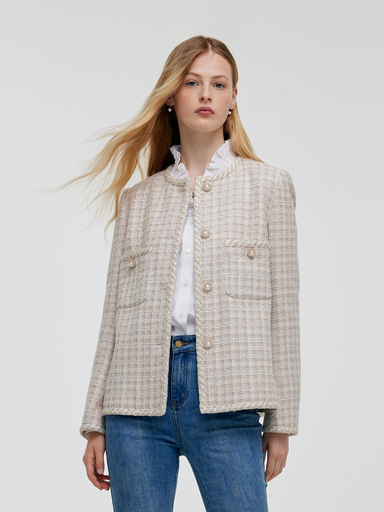 Wool Blend Tweed Single-Breasted Women Jacket GOELIA