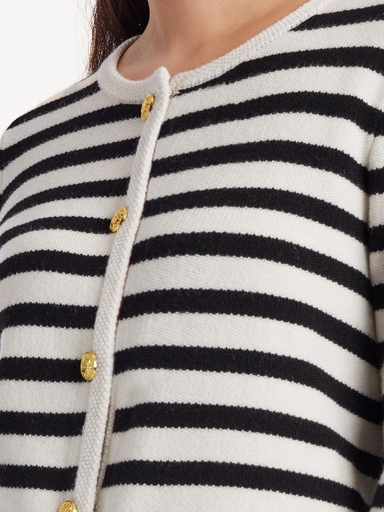 Button Up Woolen – GOELIA Cardigan Striped Lady