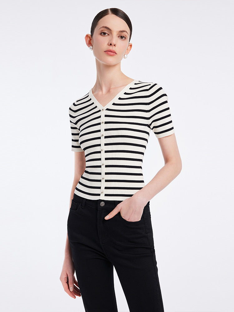 Acetate Stripe Pullover Top GOELIA