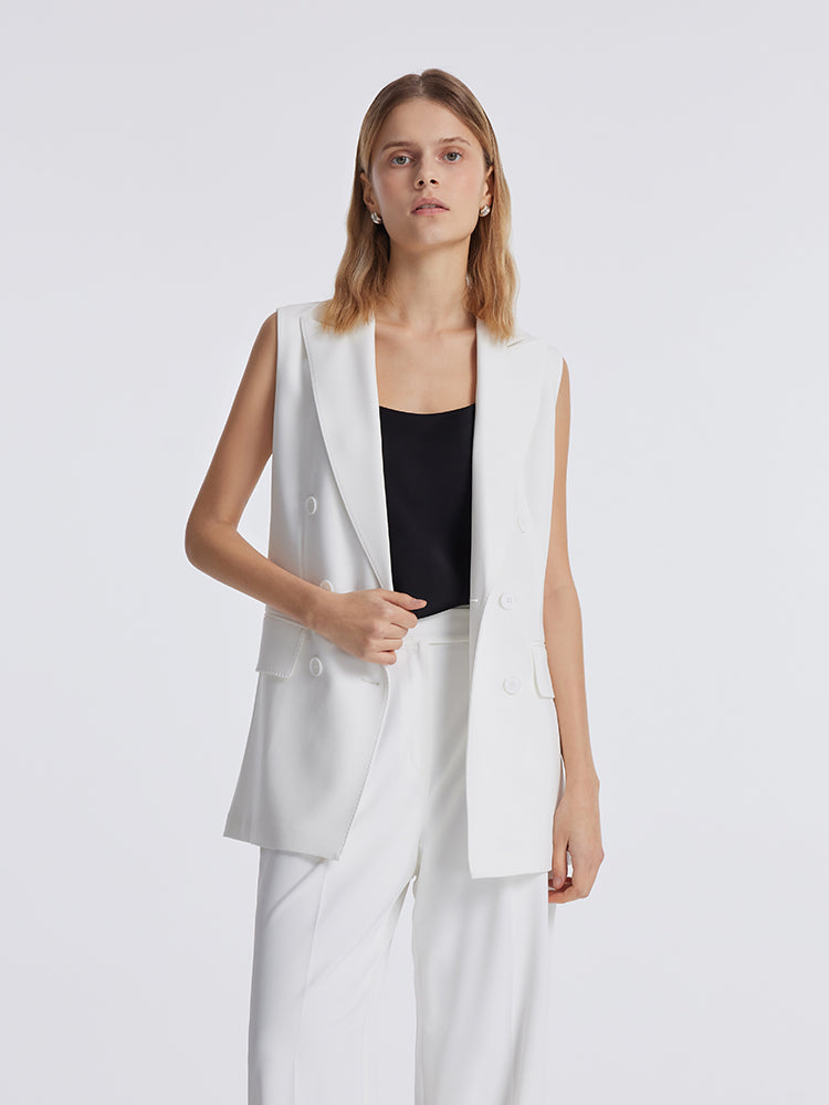 Triacetate Lapel Mid-Length Women Vest GOELIA