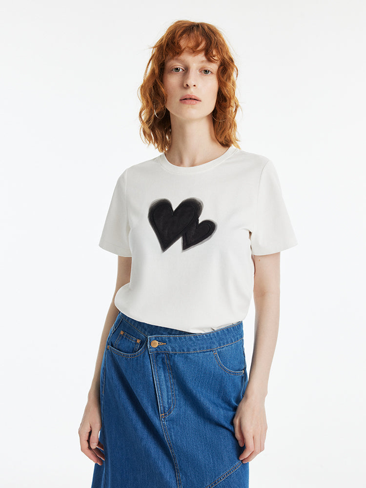 Heart Printed Women T-Shirt GOELIA