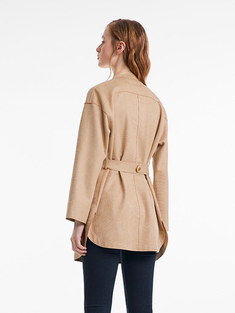 Faux Suede Trench Coat With Belt GOELIA