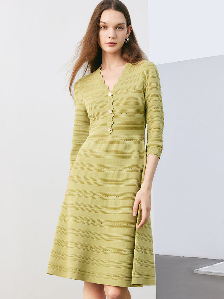 Tencel Woolen Knitted Midi Dress GOELIA