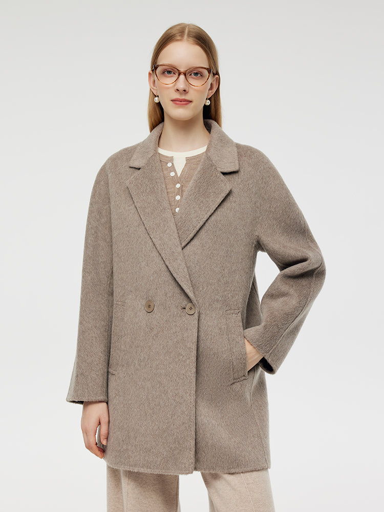 Wool Alpaca Women Mid-Length Coat GOELIA