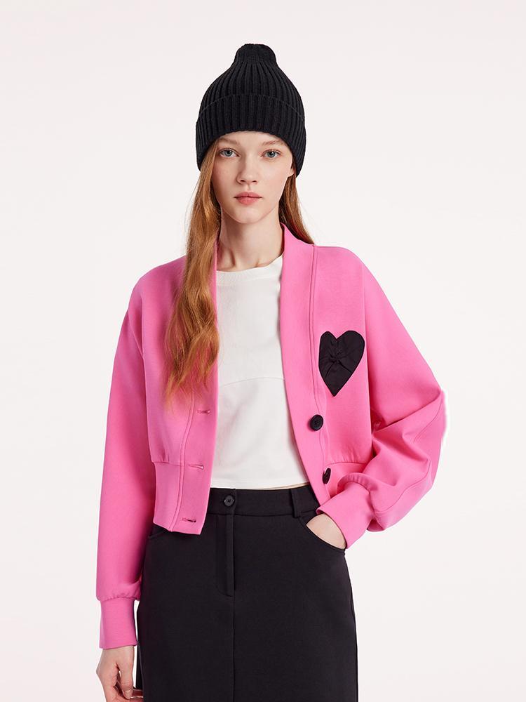 Pink Air Layer Heart Crop Jacket GOELIA