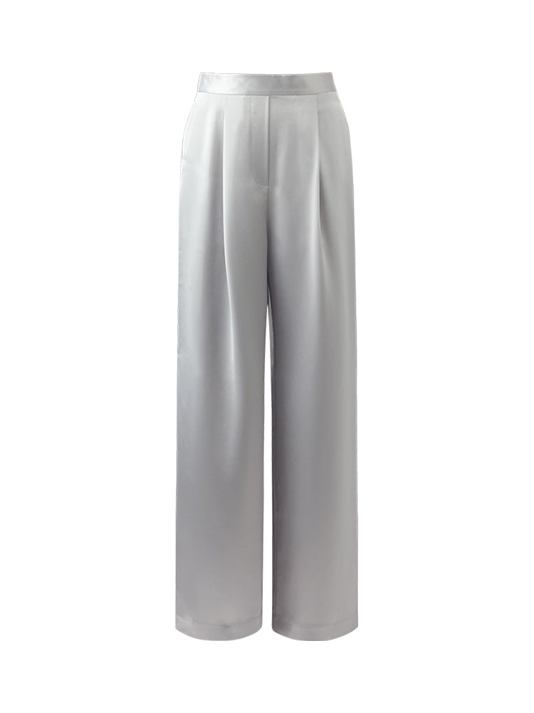 Acetate Straight Glossy Women Pants GOELIA