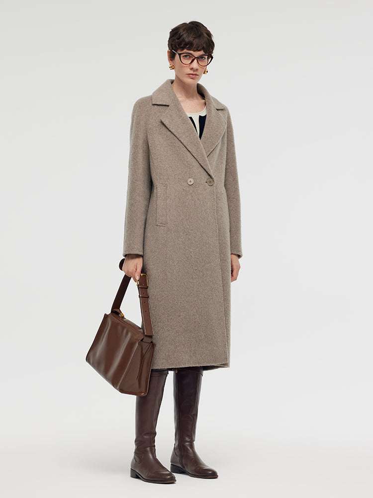 Wool Alpaca Lapel Women Coat GOELIA