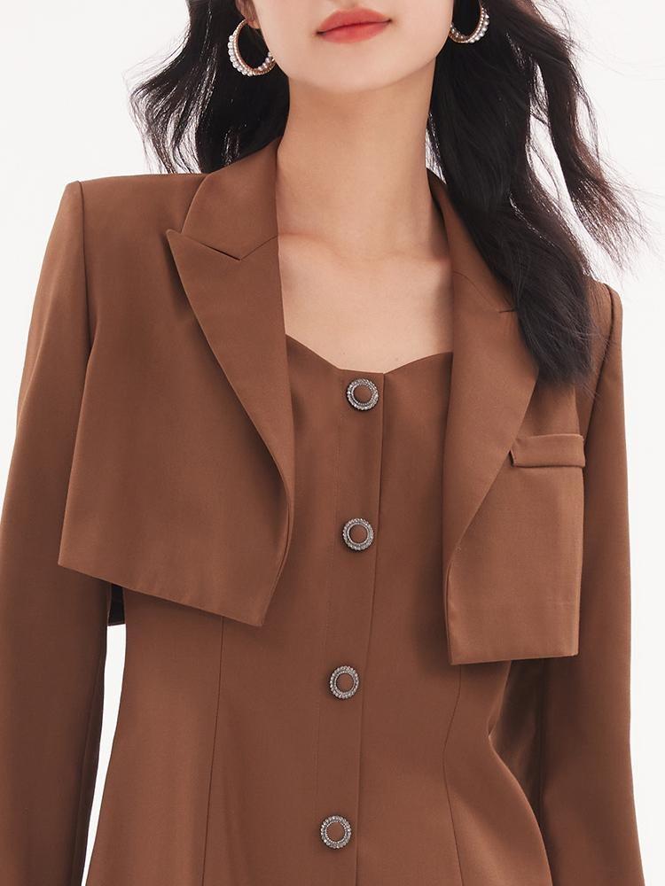 Detachable Bowknot Two-Piece Suit Blazer And Dress GOELIA