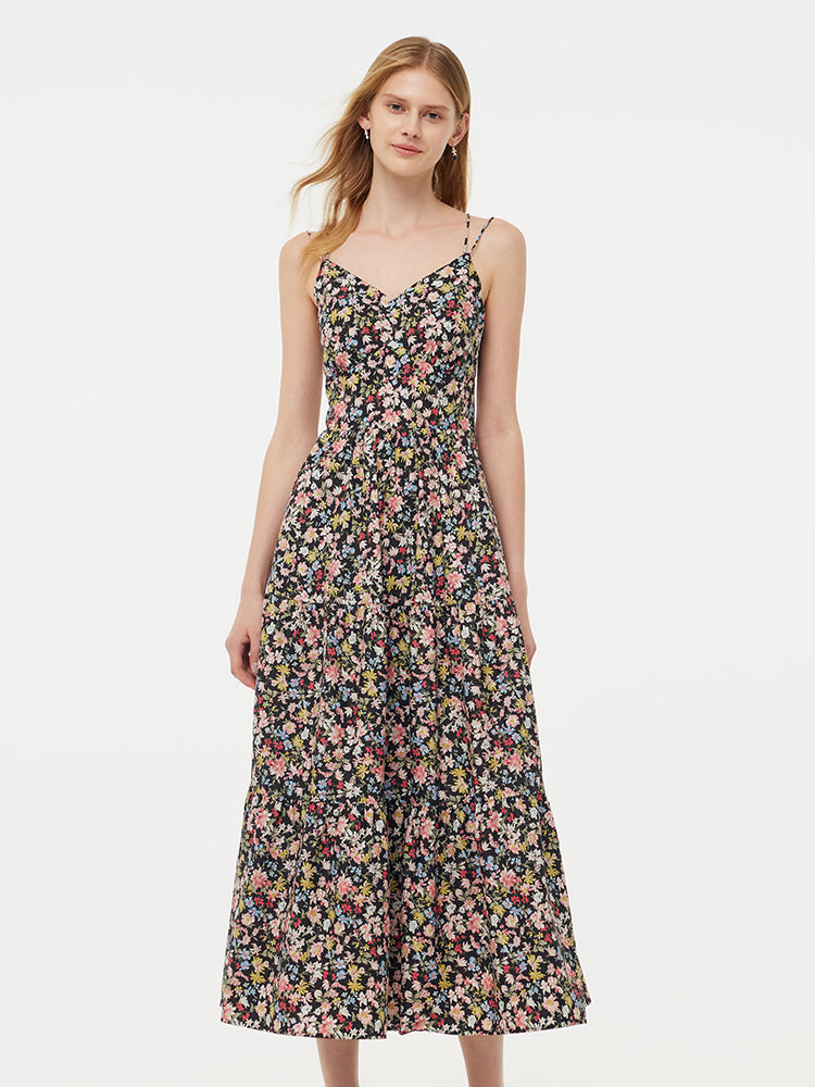 Cotton Halterneck Slip Maxi Dress With Detachable Bra Pads GOELIA