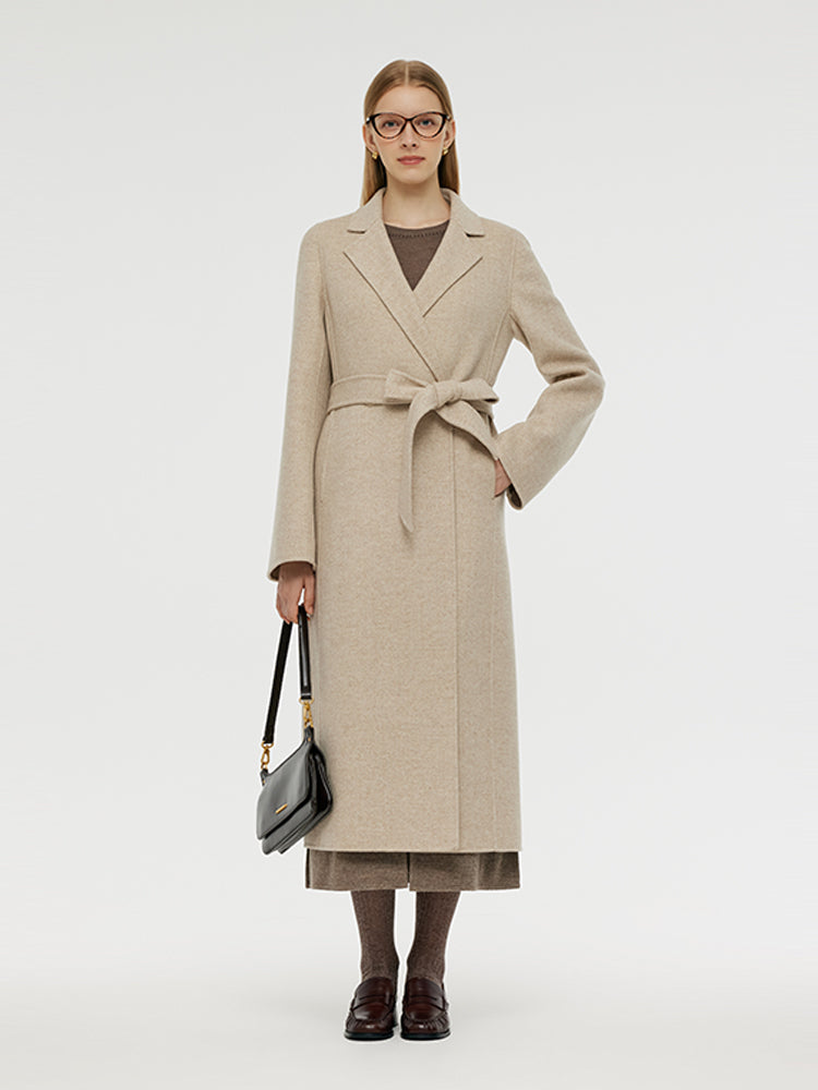 Cashmere And Wool Herringbone Women Wrap Coat GOELIA