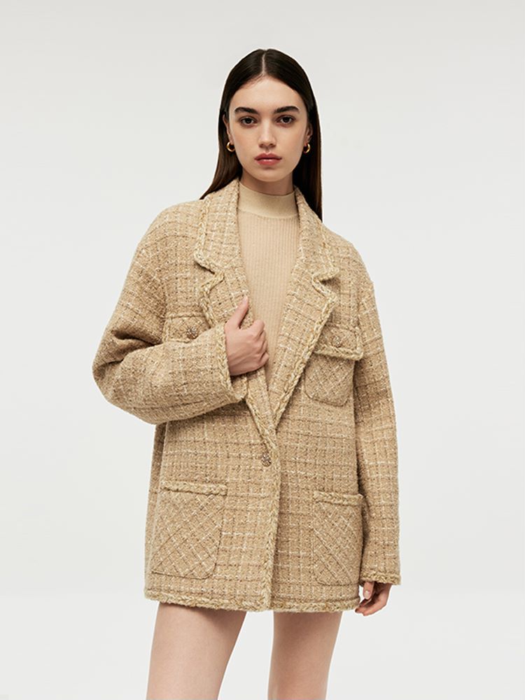 Wool Blend Tweed Women Crop Jacket GOELIA