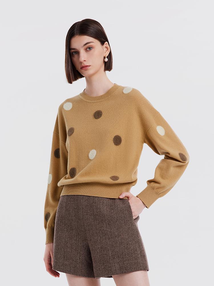 Polka Dots Woolen Jacquard Sweater GOELIA