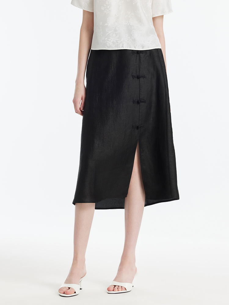 Xiang Yun Silk New-Chinese Style Slit Women Skirt GOELIA