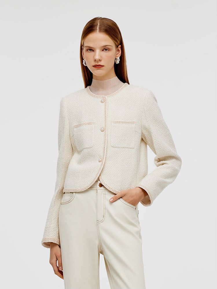 Tweed Boxy Women Crop Jacket GOELIA
