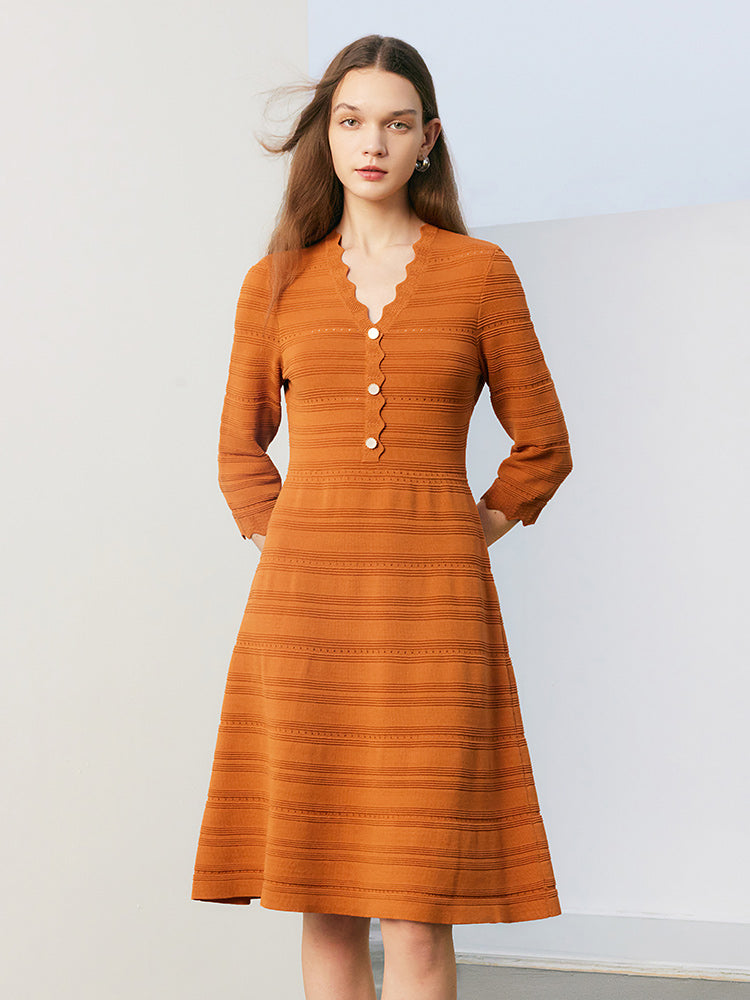 Tencel Woolen Knitted Midi Dress GOELIA