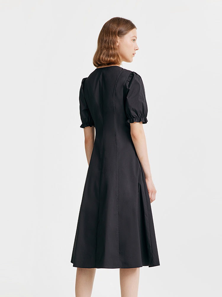 Gathered Waist Cotton Midi Dress GOELIA