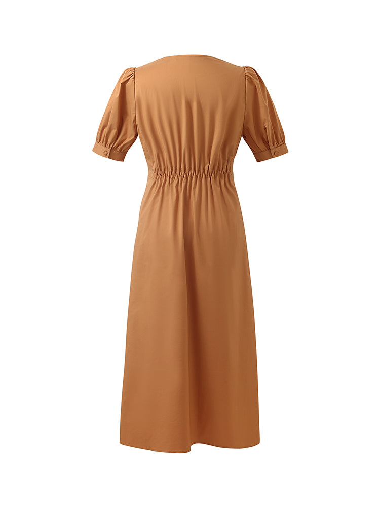 V-Neck Knotted Women Midi Dress GOELIA