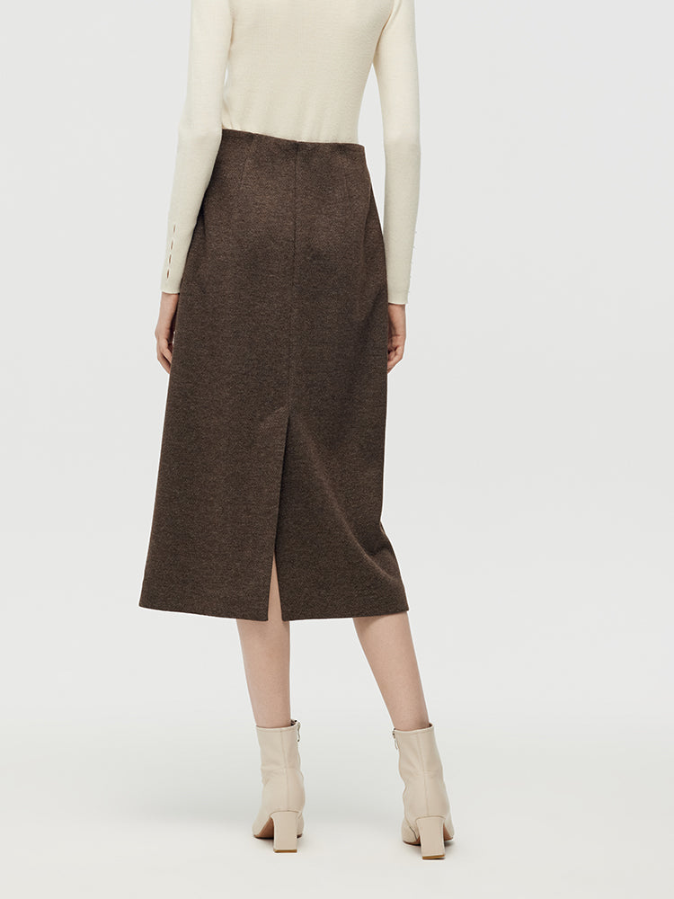 Knitted Women Column Midi Skirt GOELIA