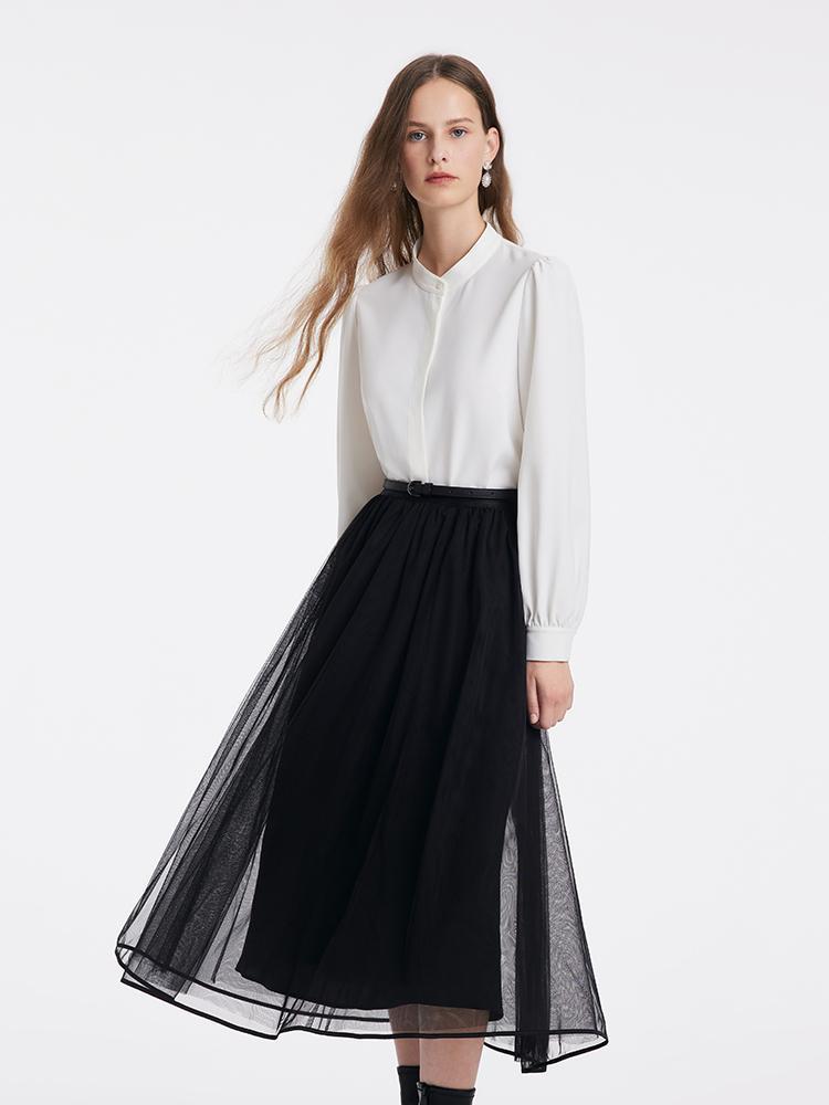 Shirt And Vest And Tulle Skirt With Belt Three-Piece Set – GOELIA