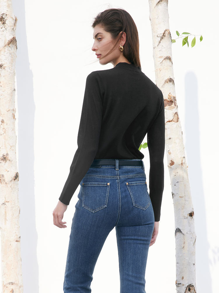 Mid-Collar Woolen Slim Women Sweater GOELIA