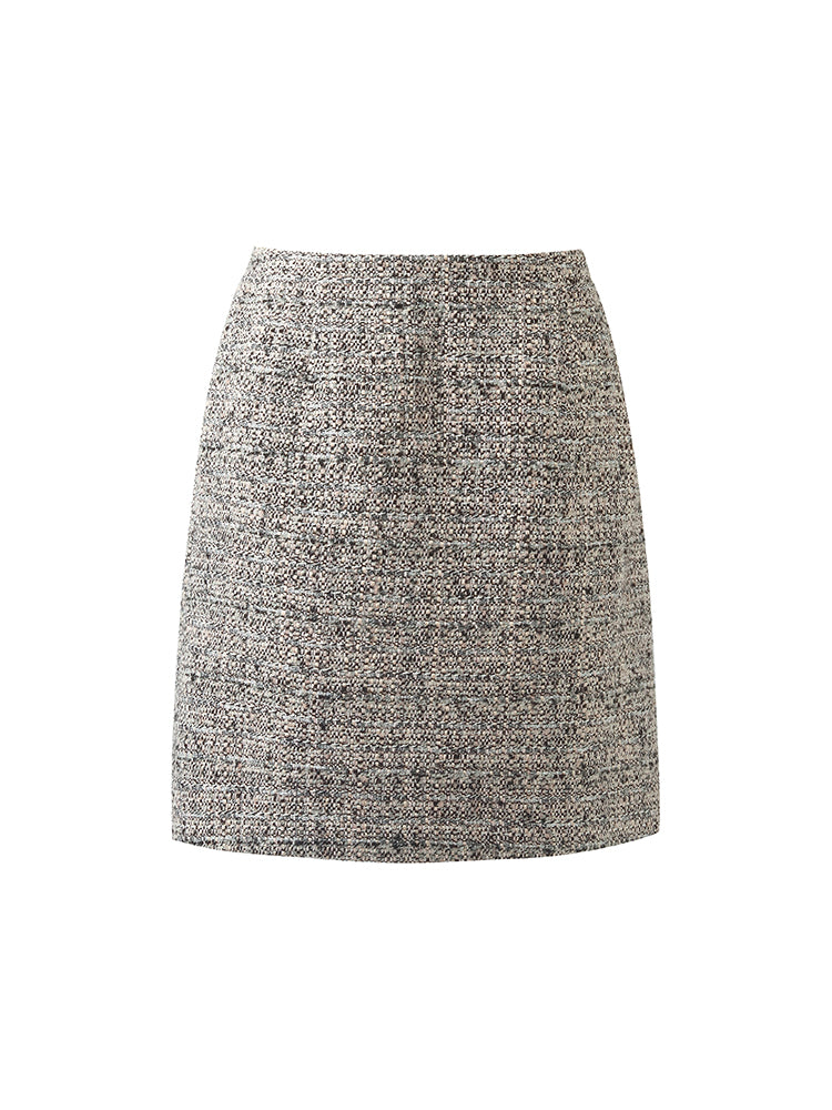 Wool Blend Tweed A-Line Women Mini Skirt GOELIA