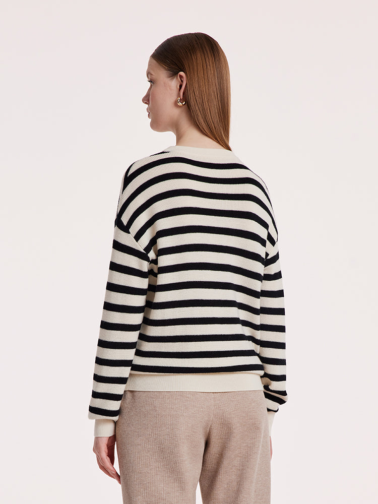 Machine Washable Wool Stripe Women Sweater GOELIA