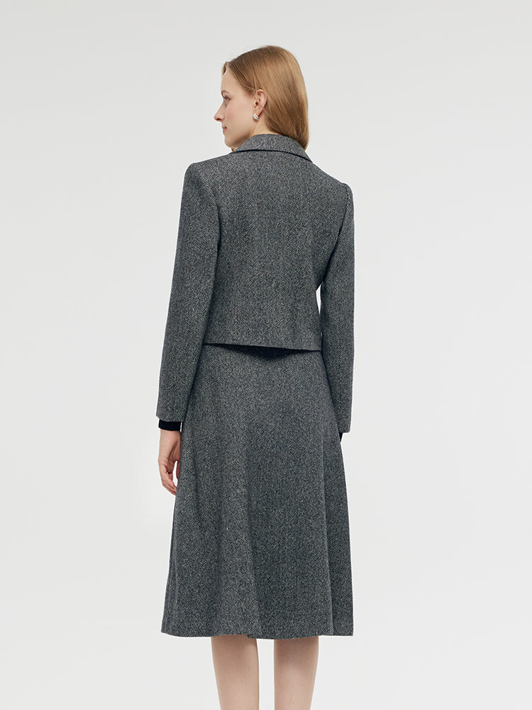 Washable Wool Crop Jacket And Half Skirt Two-piece Set GOELIA