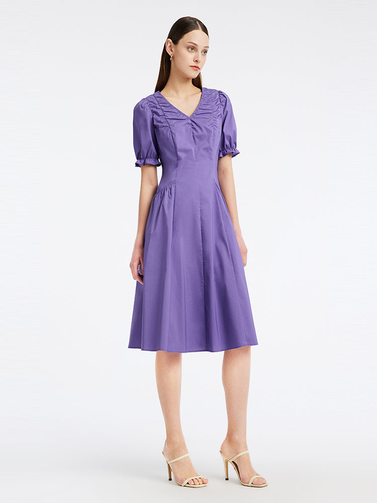 Gathered Waist Cotton Midi Dress GOELIA