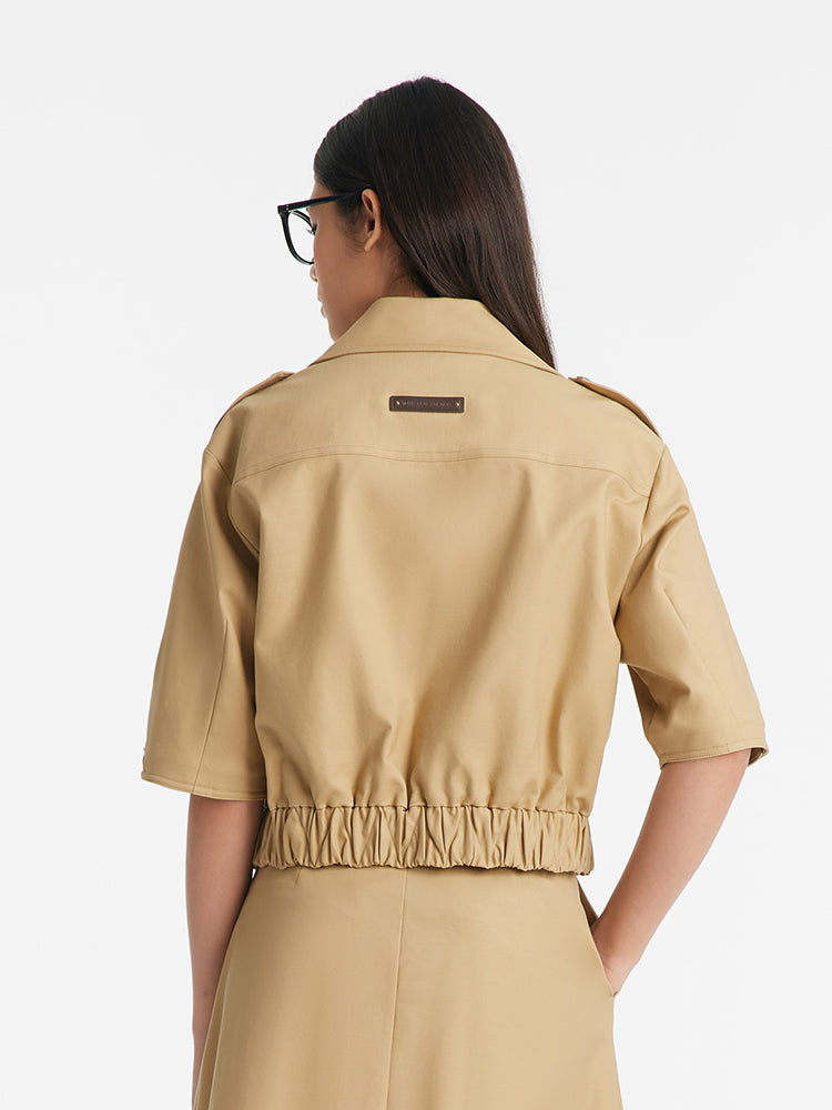 Loose H-Line Lapel Women Crop Jacket GOELIA
