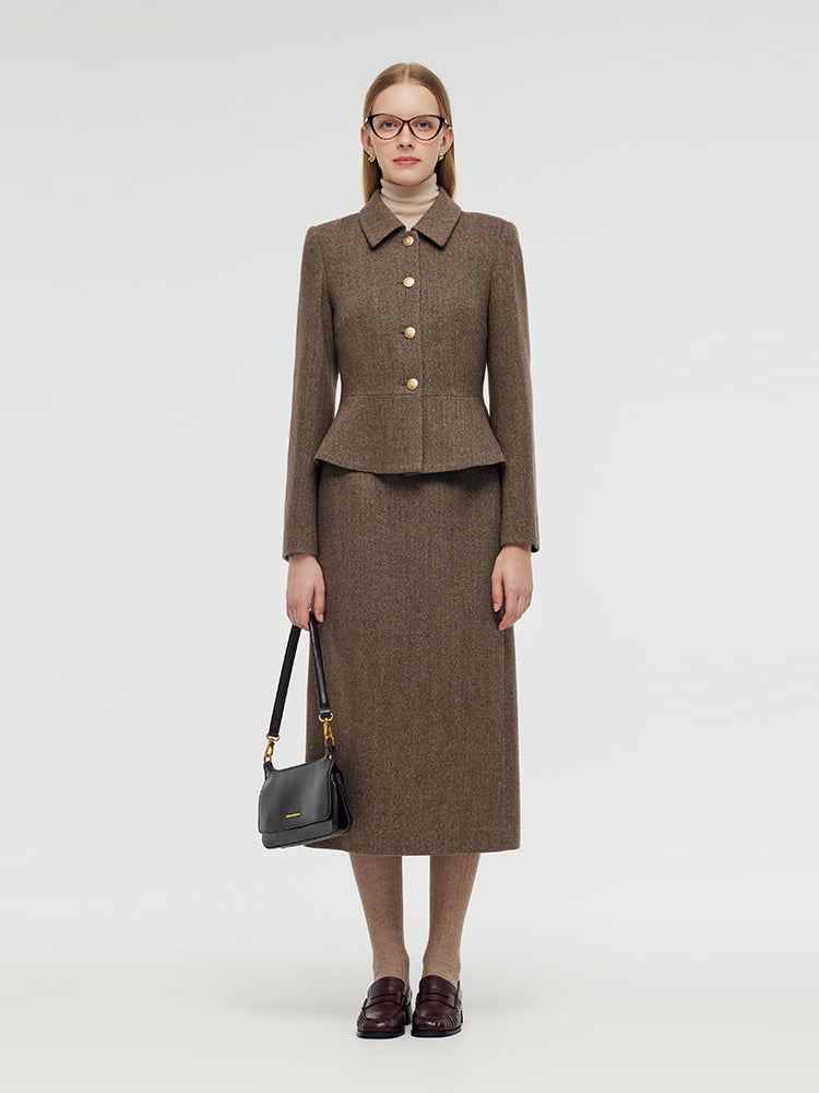 Washable Wool Jacket And Skirt Two-Piece Set GOELIA